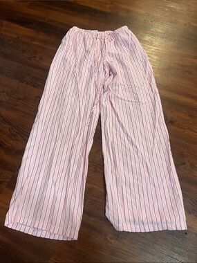 SHEIN Pink & White Stripe Wide Leg Track Pants